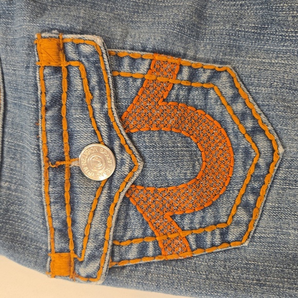 True Religion Womens Joey Super T Embroidered Bootcut Blue Jeans Size 26 - Picture 4 of 10